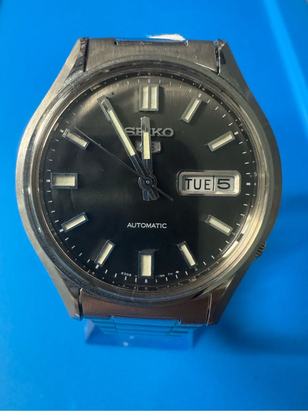 Seiko Black Dial Stainless Steel Automatic Watch